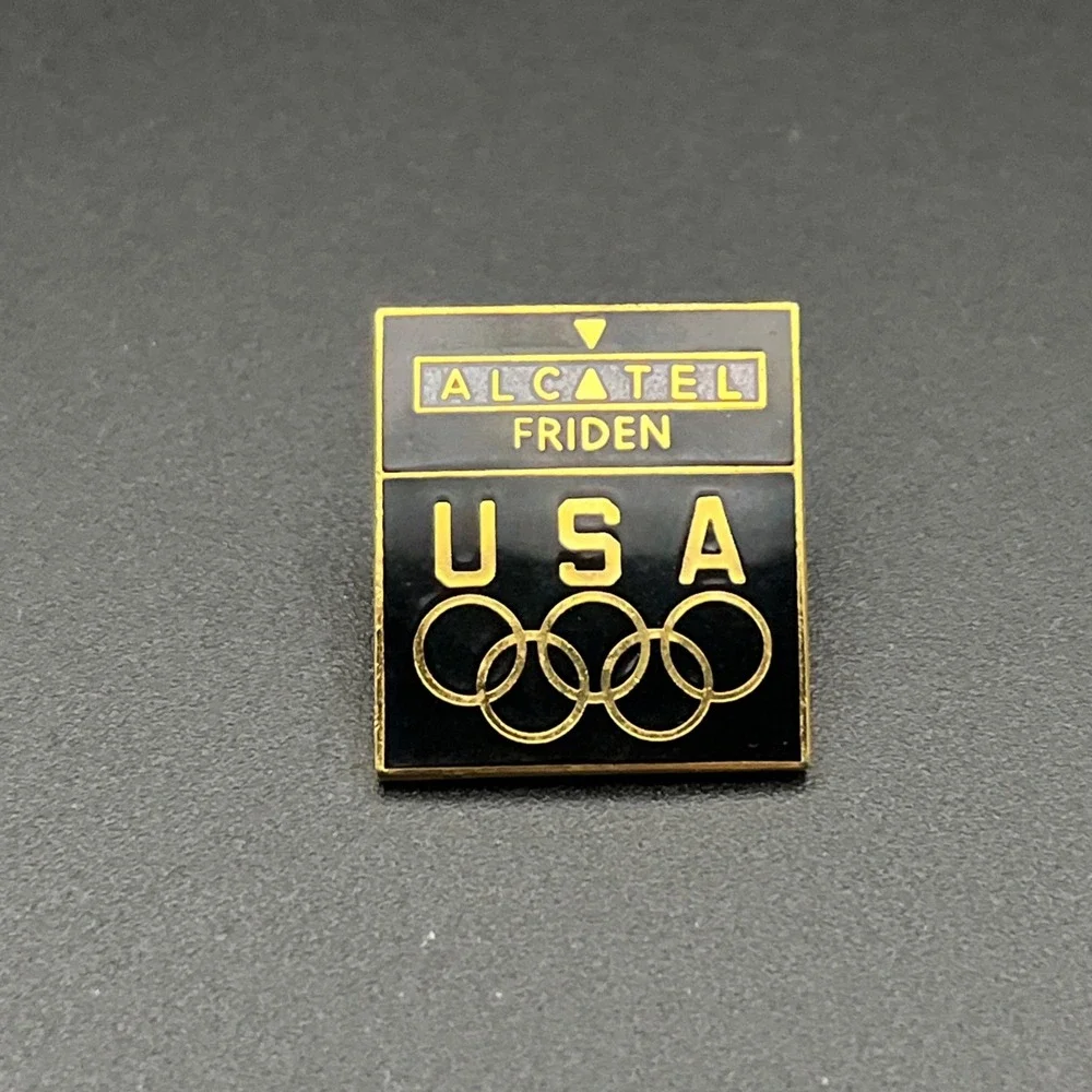 Vintage Olympic Games Alcatel Friden Team USA Sponsor Lapel‎ Hat Pin